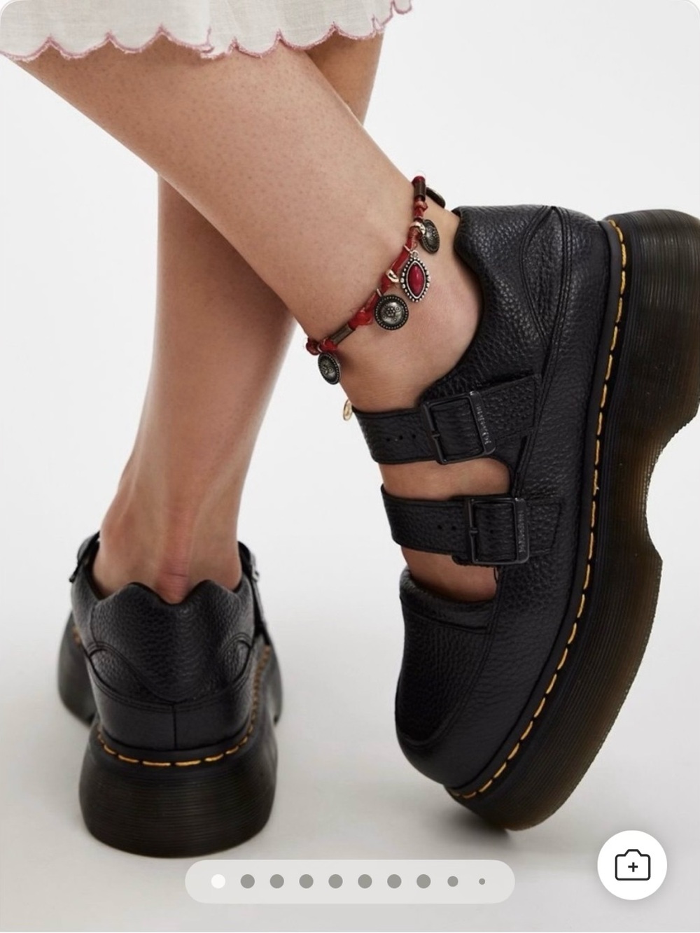 Doc Martins Double Strap Black Mary Jane Platform Leather Sandals - Picture 3 of 12